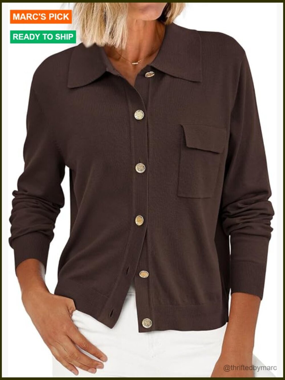 Long Sleeve Knit Button Down Cardigan Lightweight Spring Top